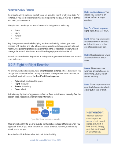 After redesign: training manual page on abnormal activity patterns and fight-or-flight responses with diagrams and side notes.