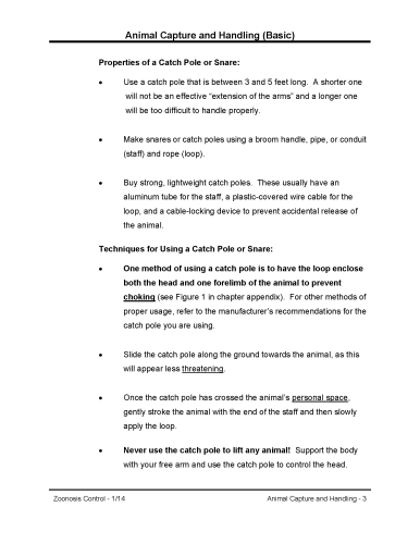 Before redesign: training manual page on catch pole use, plain text with few formatting cues.