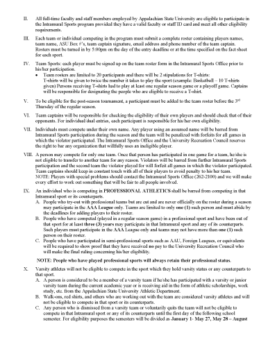 Interior page before redesign: Text-only section covering Participant Eligibility subsections II–X.